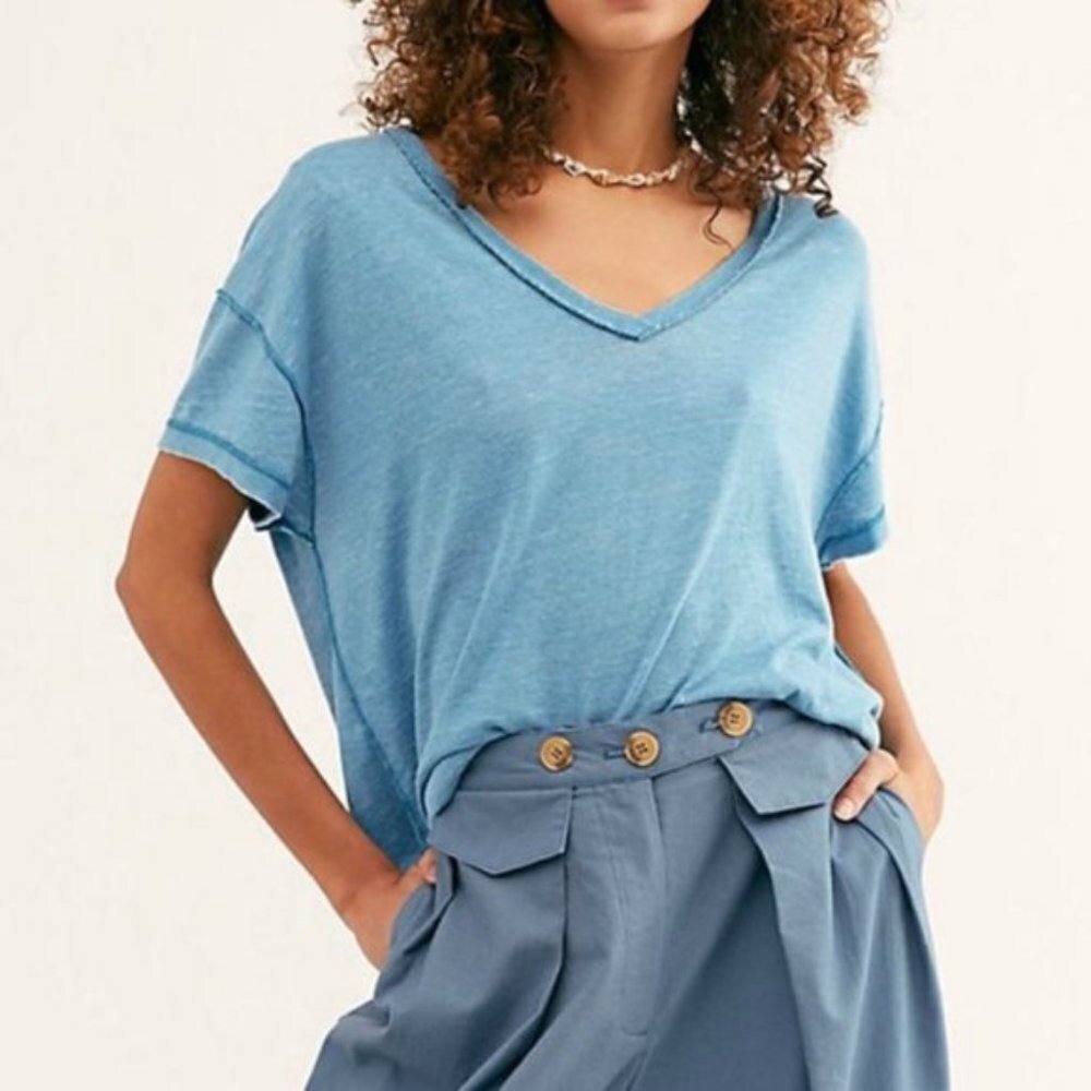 NWT Free People All Mine Tee Baja Blue